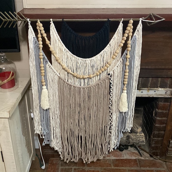 Large boho macrame trendy wall decor with beads . Handmade in Alabama XLarge - Picture 5 of 8